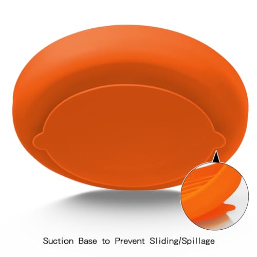 Slow Feeder Dog Bowls, Silicone Food Bowl Anti-Gulping, Pets Puppy Slow Feeder with Suction Cups, Dishwasher Microwave Safe for All Small Medium Dogs, Wave Design Orange - color: orange