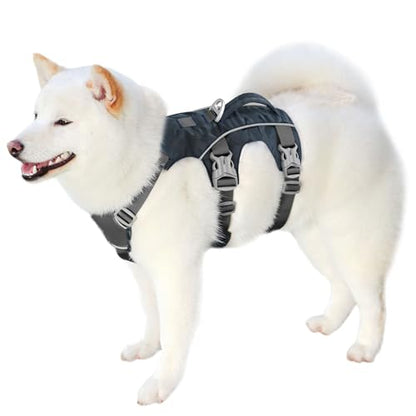 Escape Proof Dog Harness Medium Sized Dog, Lightweight Full Body Pet Vest with Lift Handle and Leash Clip, Reflective Adjustable No Slip Dog Harness for Daily Walking(Grey,Chest:17-32") - color: Grey, size: M: Chest 17-32", Fit 25-55 lbs