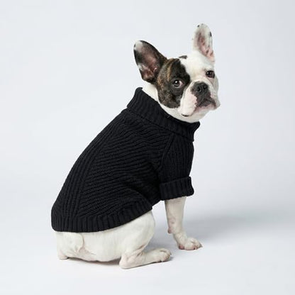Fitwarm Dog Turtleneck Sweater, Thermal Knitted Pet Coat, Dog Winter Clothes for Small Dogs, Cat Apparel, Black, XS - color: Black, size: X-Small
