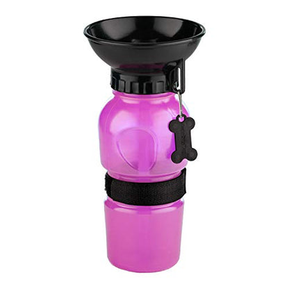Highwave AutoDogMug Dog Water Bottle with Built-in Bowl, 20 oz, Pink - color: Pink