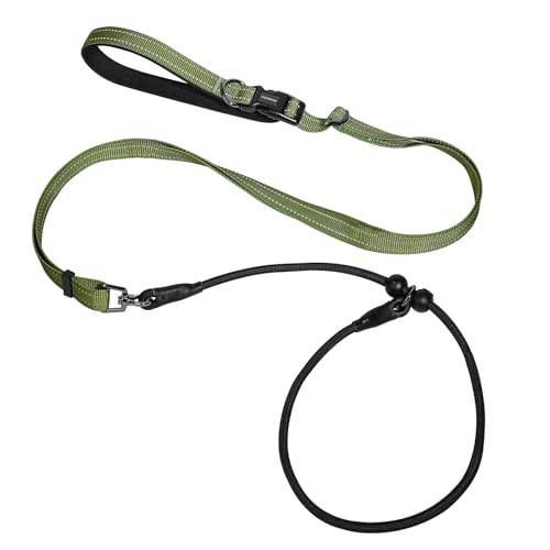 Hands Free Slip Lead Dog Leash, Crossbody & Waist Leash for Walking Running, No-Pull Dog Training Lead for Small & Medium Dogs, Multifunctional Adjustable Lead 4-8FT. (Army Green) - color: Army Green