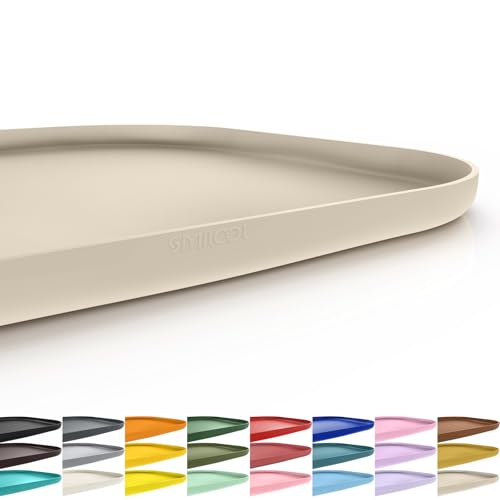 SMILOOL Silicone Pet Food Mat with Raised Edge for Food and Water Bowl, Dog Feeding Mats, Cat Food Trays for Floor Waterproof, Rubber Tray for Dogs and Cats, 24 x 16 x 0.8 Beige - color: Beige, size: 24"L x 16"W