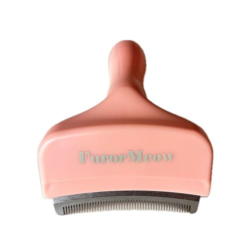 Pet Deshedding Tool with Curve Blade, Cat Grooming Brush, Tight V-shaped Teeth Shedding Comb for Cats and Dogs (Pink, Small) - color: Pink, size: Small