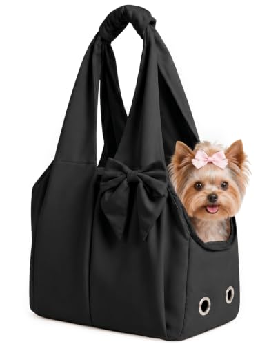 Dog Purse Carrier for Small Dogs, Soft-Sided Dog Bag Carrier with 4 Large Pockets, No Collapse, Lightweight, Smart Zipper Lock, Comfortable Puppy Cats Rabbit Carrier for Travel, Outdoor(Black) - color: Black, size: 15.5"L x 8.0"W x 23.5"H