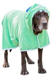 BoxDog Wearable Microfiber Dog Towel with Monster Hoodie | Soft Dog Bathrobe (Medium) - color: Green Monster, size: Medium
