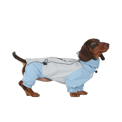 Dachshund Dog Raincoat with Legs, Waterproof Full Body Jacket, Hooded Outdoor Windbreaker for Small & Medium Dogs, Mini Dachshund Puppy Coat (Blue,M(13-17 lbs)) - size: Medium (13-17 lbs)