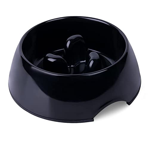 Super Design Slow Feeder Dog Bowl, 1 Cup(Holds Approx. 300ml), Non-Slip, Heat-Resistant, Sturdy, Dishwasher Safe, Suitable for Large Dogs - color: Black, size: M