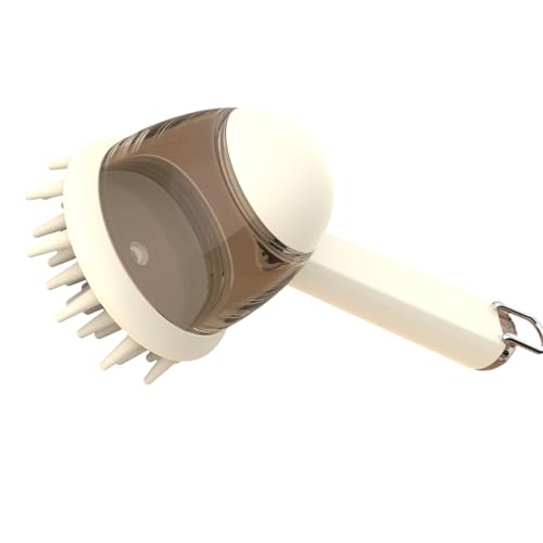 Bristles Dog Bath Brush for Bathing Massage Grooming Tool with Shampoo Dispenser for Efficient Dog Cats Pet Shower Brush for - color: Creamy White