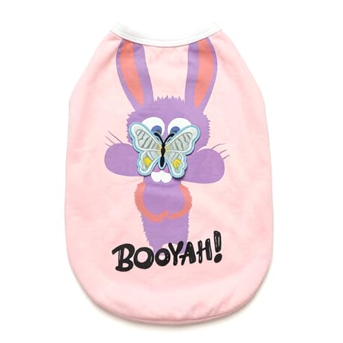 iChoue Pug Shirts for Dogs Cartoon Bunny Print Clothes Easter Outfits Costumes Rabbit Vests Cotton Tank Tops French Bulldog Puppy - Pink/Small - color: Print Bunny, size: Small ( 5 - 15 lbs )