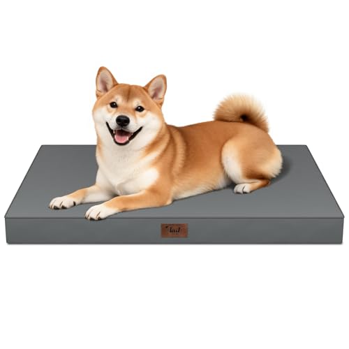 Outdoor Waterproof Orthopedic Dog Bed for Medium Size Dogs | Egg Crate Foam for Joint Support, Fits 36x23 Crates, TPU Waterproof Layer, Machine Washable 1680D Oxford Cover, Up to 50 lbs - color: Grey, size: 35.0"L x 22.0"W x 3.0"Th