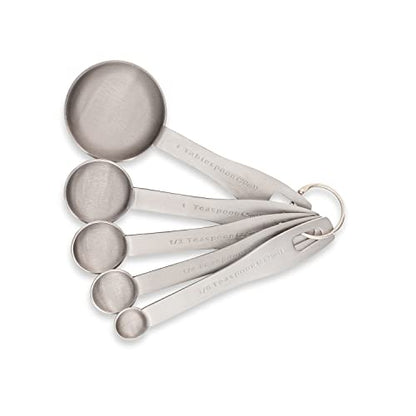 husMait 5-Piece Stainless Steel Measuring Spoons Set - Heavy Duty Metal Measuring Spoons for Dry Food, Spices or Liquids - Engraved Imperial & Metric Markings, Stackable & Dishwasher Safe - color: Measuring Spoons