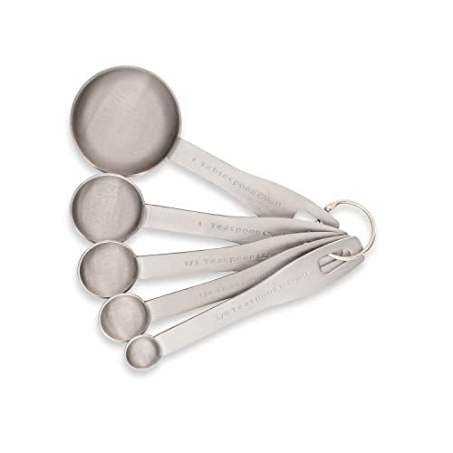 husMait 5-Piece Stainless Steel Measuring Spoons Set - Heavy Duty Metal Measuring Spoons for Dry Food, Spices or Liquids - Engraved Imperial & Metric Markings, Stackable & Dishwasher Safe - color: Measuring Spoons