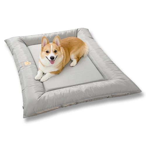 SOMAHE Medium Dog Bed with Removable Washable Cover - Orthopedic Dog Crate Pad, Waterproof Oxford Fabric, Non-Slip Bolster Bed for Medium Dogs, 36x23 Inch, Gray - color: Grey, size: Medium 36×23×3 Inch
