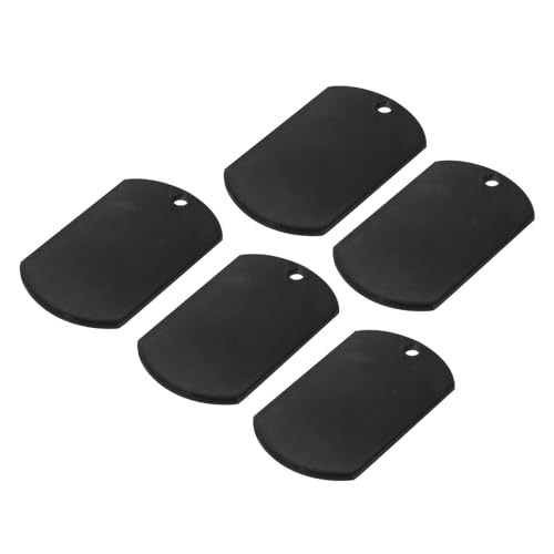 MECCANIXITY Metal Blank Tags Stamping, 1.6"x0.94" Black Stainless Steel Blank Dog Tags DIY Engraving Blank Tags for Pet Dog ID Tags, Pendant Decoration, Craft Tags, Pack of 5 - color: Black, size: 1.57"x0.94"
