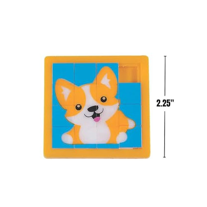 Fun Express Cute Dog Slide Puzzle - Fun & Engaging Educational Toy for Kids Improves Cognitive Skills Problem-Solving & Hand-Eye Coordination - Ideal for Learning Play & Development - 12 Pieces
