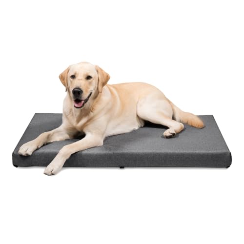 K9 Ballistics Tough Ripstop Orthopedic Crate Bed - Durable Kennel Pad with Washable Cover for Puppies and Medium Dogs, 35 x 22 fits 36” Wire Crate, Titanium Premium Finish - color: Titanium Premium Finish, size: Medium (35" L x 22" W x 3" H)