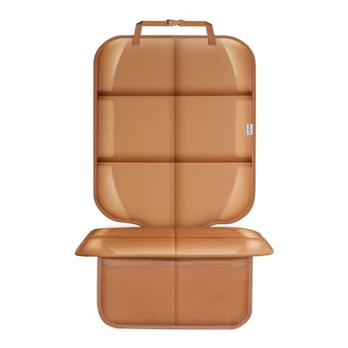 Meolsaek Car Seat Protector for Child Car Seat, Durable 600D Fabric Waterproof Car Seat Cover with Thick Pad Non-Slip Backing，No Imprints (Tan-1 pc) - color: Tan-1 pc