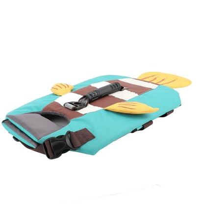 JTLB Dog Life Jacket Dog Life Vest Safety Vest Fish Look Reflective Strip Adjustable Handle Oxford Fabric Lake Blue for Swimming Boating Beach Pool (S)