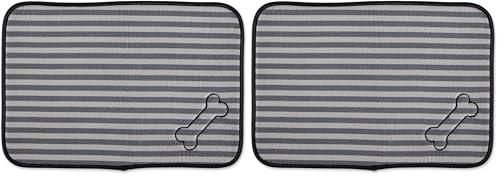 Bone Dry Machine Washable, Ultra Absorbent Pet Mat, 12x18, Gray Stripe (Pack of 2) - color: Gray Stripe, size: 12"L x 18"W (Pack of 2)