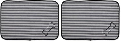 Bone Dry Machine Washable, Ultra Absorbent Pet Mat, 12x18, Gray Stripe (Pack of 2) - color: Gray Stripe, size: 12"L x 18"W (Pack of 2)