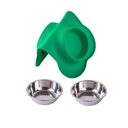 Hubulk Pet Dog Bowls 2 Stainless Steel Dog Bowl with No Spill Non-Skid Silicone Mat + Pet Food Scoop Water and Food Feeder Bowls for Feeding Small Medium Large Dogs Cats Puppies (Medium, Hunter Green) - color: Hunter Green, size: Medium