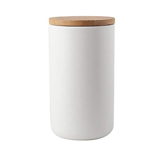 MilkyWay Food Storage Jar Strong Ceramic Storage Canisters with Airtight Seal Bamboo Lid Modern Design Seal Damp-Proof Kitchen Jar for Coffee, Tea, Spice and More (White(L: 34oz/1000ml)) - color: White(L:34oz/1000ml)