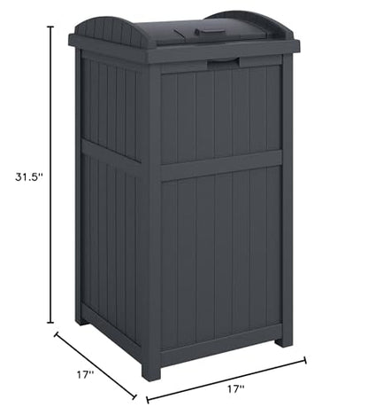 Suncast 4 Pack Outdoor Waste Bin Trash Hideaway Container with Latching Lid, 33 Gallon Capacity - color: Cyberspace, size: 4 Pack