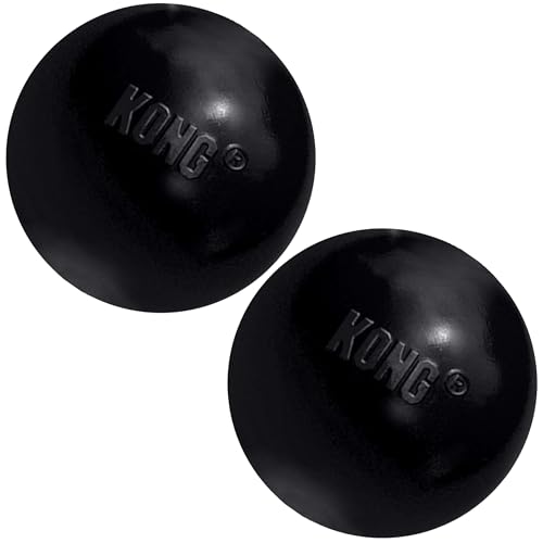 KONG Extreme Ball with Hole - Fetch Toy - Durable Dog Toy for Training, Interactive Playtime & More - Natural Extreme Rubber Ball - Black - for Large/Medium Dogs (Pack of 2) - size: Medium(2-Pack)