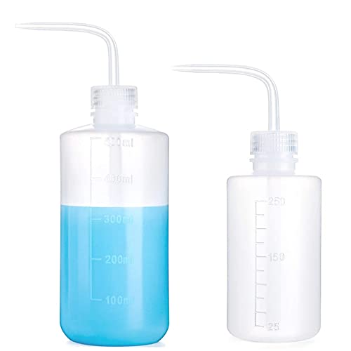 Yuelong Plastic Squeeze Bottle - 2Pcs Safety Wash Bottle 500ml&250mL Convenient Green Soap Supply Tattoo Squirt Bottles with Scale Labels for Medical Label Tattoo Supplies - size: 1 x 250 ml + 1 x 500 ml