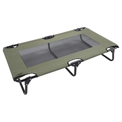 Foldable Cooling Elevated Dog Bed Portable Raised Pet Cot for Outdoor Camping Green 107x61x18cm Breathable Mesh Steel Frame - size: 76*51*18cm