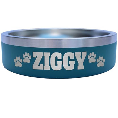 Custom Dog Bowl with Paws and Name - Engraved, Nonslip, Personalized, Custom Cat Bowl, 304 Stainless Steel, Feeding, Pet Supplies (Teal, Small -18oz) - color: Teal, size: Small -18oz