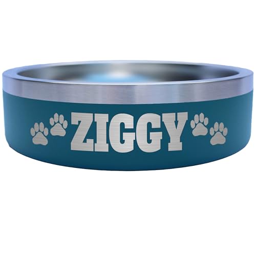 Custom Dog Bowl with Paws and Name - Engraved, Nonslip, Personalized, Custom Cat Bowl, 304 Stainless Steel, Feeding, Pet Supplies (Teal, Small -18oz) - color: Teal, size: Small -18oz