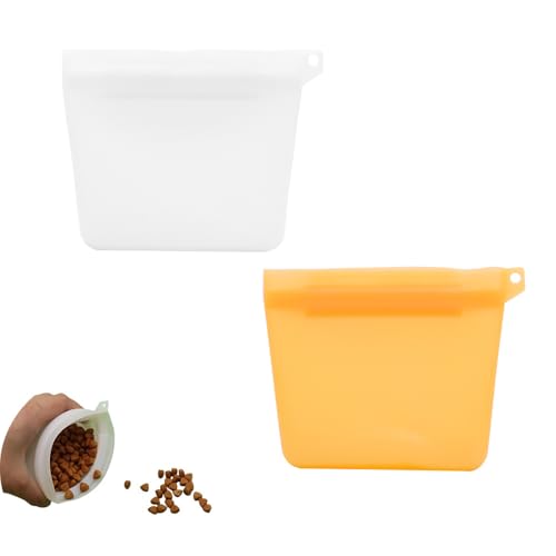 2 Pack Dog Treat Pouch Mini Training Bag with Closure Seal Clip 4oz Silicone Waterproof Pouches Carrier Dispenser for Puppy Small Dogs Pet Snack Leash Attachement