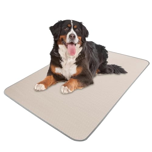 Buvlnee Summer Dog Cooling Mat Washable Ice Silk Self Cool Pad for Small Medium Large Dogs and Cats, Pet Sleeping Pad for Crate, Bed, Indoor & Outdoor Floor, Car Seats - color: Khaki, size: 59x40in