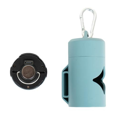 Lumi Dog Waste Bag Holder with LED Flashlight, Hands-Free Dog Walking Accessory with Carabiner Clip & Bags - Great for Camping, Outdoor Use, and Lighting Your Path (BLUE) - color: Blue