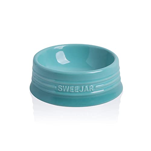Sweejar Gradient Dog Bowl, Ceramic Dog Food Dish for Puppy and Kitten, Porcelain Pet Bowl for Food and Water 8 oz (Gradient Blue) - color: Gradient Blue, size: Small (8oz)