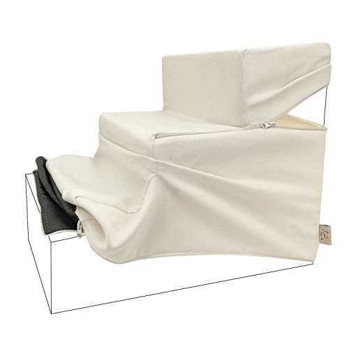 Best Pet Supplies Non-Slip Foam Dog Stair & Pet Ramp, Balanced Indoor Step Support - Foldable Stair Cover, Ivory, 3-Step - color: Ivory, size: 3-Step (H: 16.5"), style: Replacement Cover