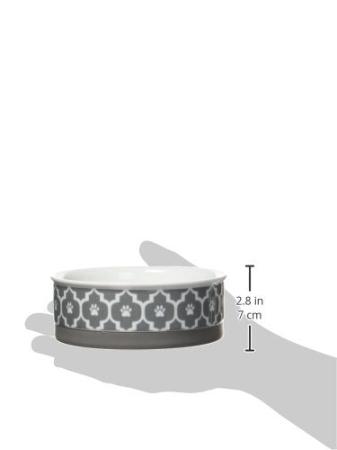 Bone Dry Paw Print Ceramic Pet Bowl, Lattice Collection, Medium Set, 6x2", Gray, 2 Count - color: Gray, size: Medium Set, 6x2"
