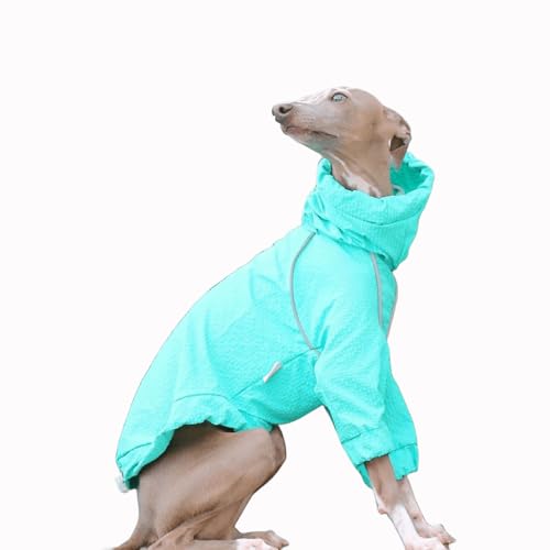 Large Dog Rain Jacket Greyhound Windbreaker Raincoat High Collar Adjustable Reflective Pet Clothes Rainproof Quick-Drying Jacket Coats for Whippet Dogs - color: Green, size: M