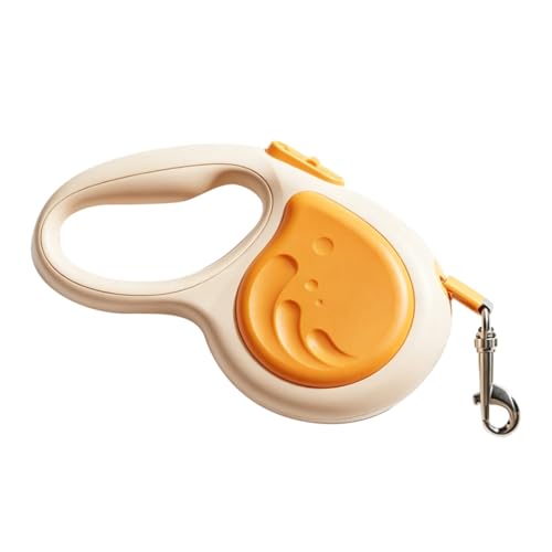 Retractable Puppy Leash, Dog Extendable Walking Leash with Ergonomic Anti Slip Grip & Reinforced Nylon Tape, Portable One Click Brake Pet for Large Dogs Walking (Orange)