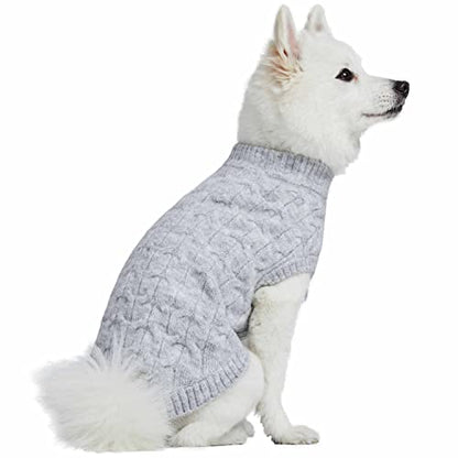 Blueberry Pet Dog Sweater, Christmas Style, Classic Fuzzy Knit Pullover, Heather Grey, 12" Back Length, Small Dog Sweater, Vest, Puppy Clothes,Pajamas,Accessories - color: Heather Grey, Crew-neck, size: 12 inch
