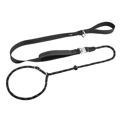 Arblina Slip Leads Dog Leash, 1/3" x4ft Full Reflective No Pull Rope Leash with Double Handle, 360°Swivel Anti-Tangle Heavy Duty Training Lead for Large Medium Small Dogs - color: Black, size: 1/3" x 4FT