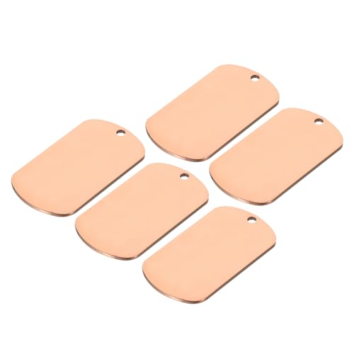 MECCANIXITY Metal Blank Tags Stamping, 1.6"x0.94" Rose Gold Stainless Steel Blank Dog Tags DIY Engraving Blank Tags for Pet Dog ID Tags, Pendant Decoration, Craft Tags, Pack of 5 - color: Rose Gold, size: 1.57"x0.94"