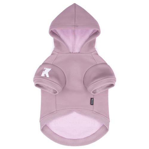 Koneseve Dog Hoodie & Cat Sweater, Warm Fleece Hooded Sweatshirt with Pocket for Small to Large Pets, Cozy Winter Outfit, Purple, S - color: Purple, size: S-(2~7lb) | Chest(~13")