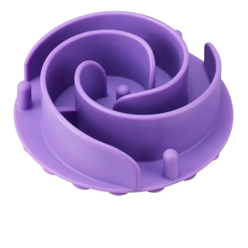Slow Feeder Dog Bowls Insert, Bestalk Soft Silicone Slow Eating Feeder Insert with Suction Cups for Small, Medium and Large Dogs, Fit into Basic and Elevated Bowls - color: Purple, size: L