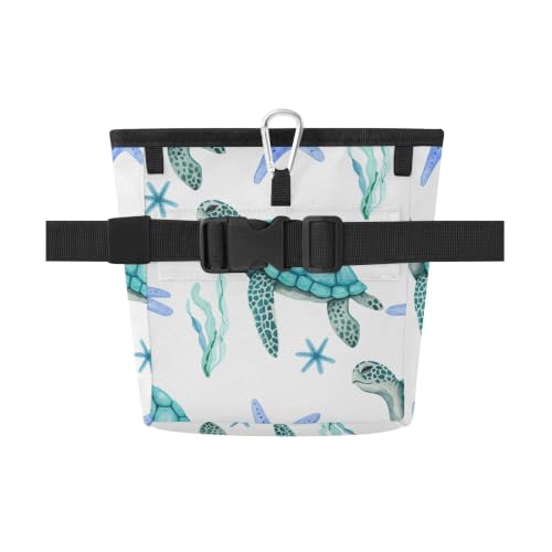 Turtle Water-Resistant Dog Treat Pouch, 3 Ways to Wear Treat Bag with Magnetic Closure & Reflective Strip, Hands-Free for Pet Training, Walking
