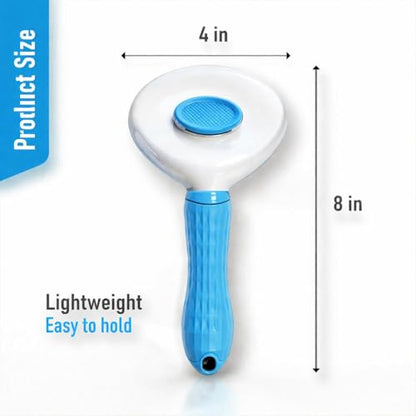 Self Cleaning Slicker Brush for Dogs & Cats – Deshedding Grooming Tool with One Click Hair Removal – Gentle for Sensitive Skin - color: Blue