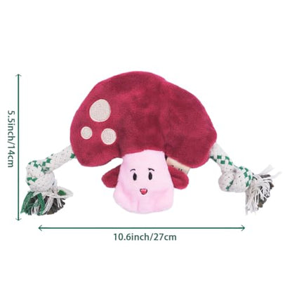 Green Sheep Puppy Plush Dog Toy, No Stuffing Squeaky Toy with Recycled Cotton Rope for Teething, Comfort and Gentle Play, Small Dogs and Puppies, Mushroom - color: Mushroom