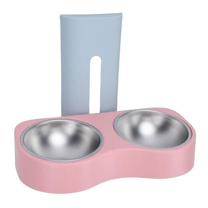 Wall Mounted Pet Bowl, Stainless Steel Pet Feeding Station with Adjustable Height Anti Tip Design, Wall Dish for Dog and Cat, Mounted Elevated Feeder (Blue Pink) - color: Blue Pink