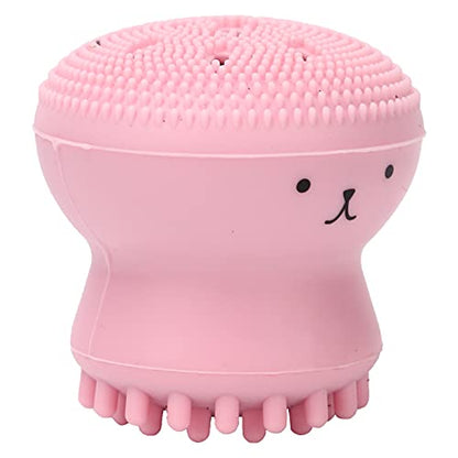 Ymiko Dog Bath Brush, Cat Massager Shower Scrubber with Shampoo Dispenser Cat Rubber Soft Foaming Bath Brush Dog Scrubber For Bath For Shedding, Bathing, Massaging, Grooming, 2.0x2.1in (Pink【bubble